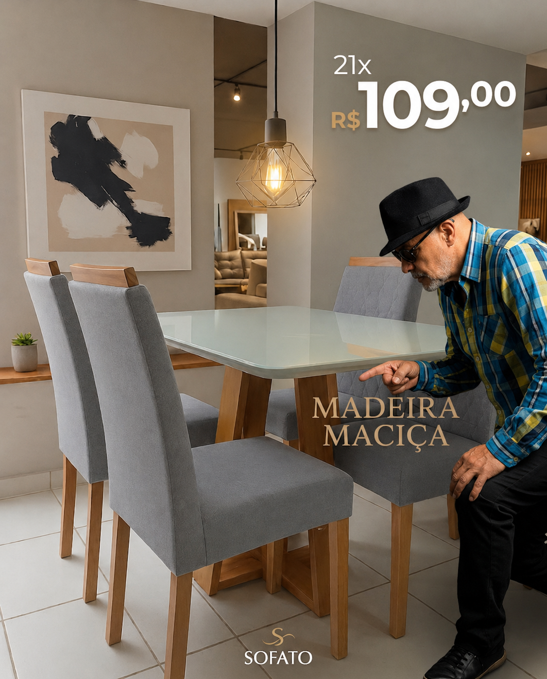 Mesa lec 1.20m com 4 cadeiras madeira maciça